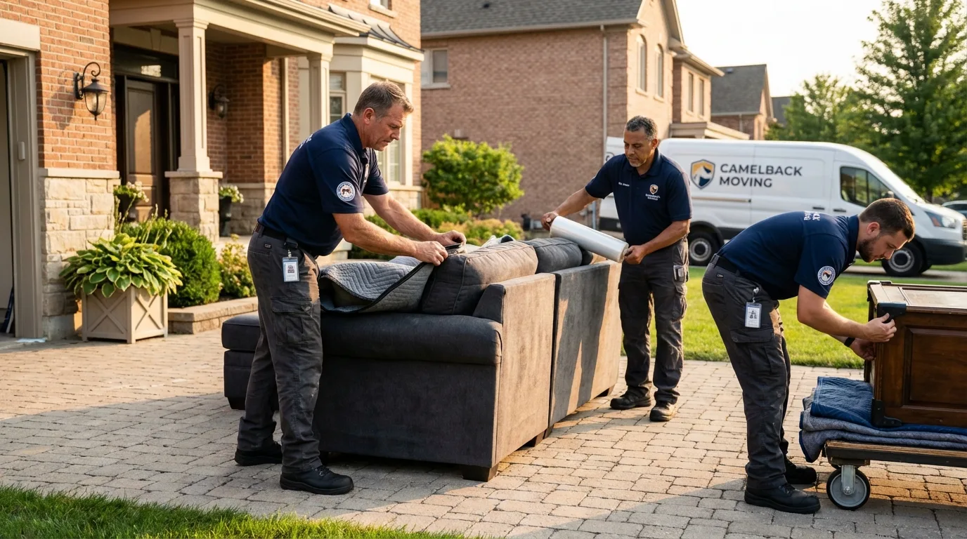 Large estate moving crew wrapping furniture in Gap, PA